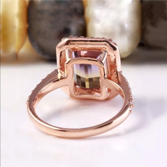 14k rose gold grade pink yellow topaz ring - Picture 4 of 8